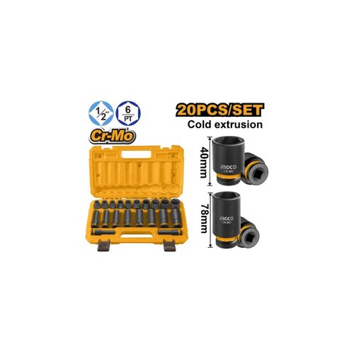 Ingco HKISSD12203L set udarnih nasadnih ključeva 1/2" 20/1 novo super Cene