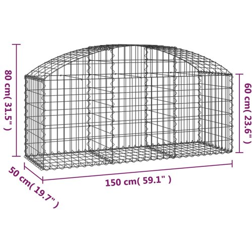  Gabionska ko&amp;scaron;ara s lukom 150x50x60/80 cm pocinčano željezo Slike