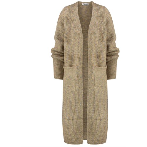 Pri Long melange knit cardigan sweater with pockets IRMINA Cijene