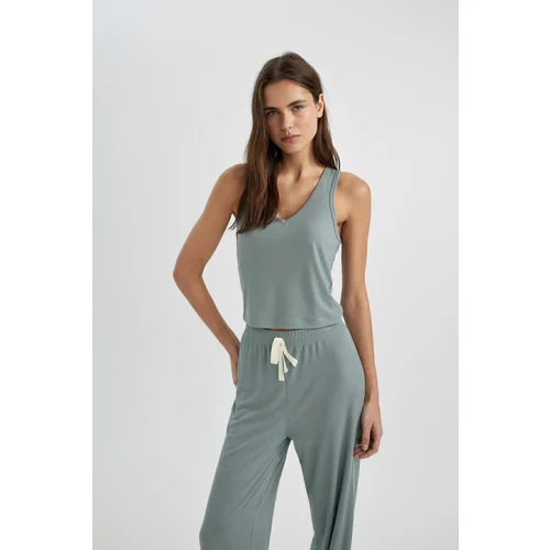 Defacto Fall In Love V-Neck Pajama Top