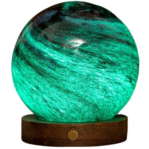 Gingko LED namizna svetilka v temni naravni barvi s steklenim senčilom (vi&amp;scaron;ina 13 cm) Stellar Ocean &amp;ndash; Slike