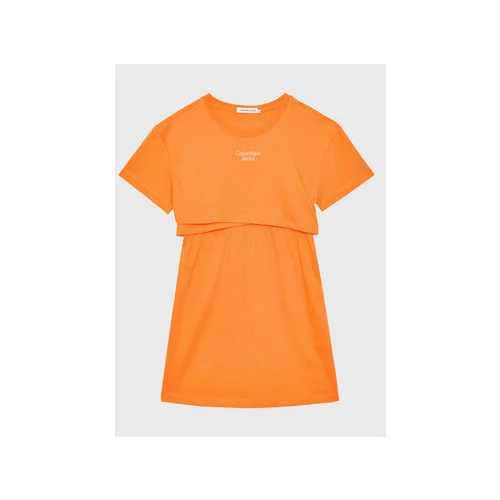 Calvin Klein Jeans Vsakodnevna obleka Overlap IG0IG01959 Oranžna Regular Fit