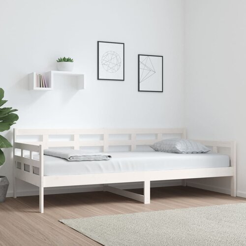vidaXL Dnevna postelja bela trdna borovina 90x200 cm Cene