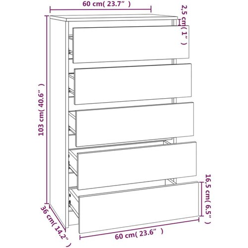 VidaXL ladičar bijeli 60 x 36 x 103 cm od konstruiranog drva Slike
