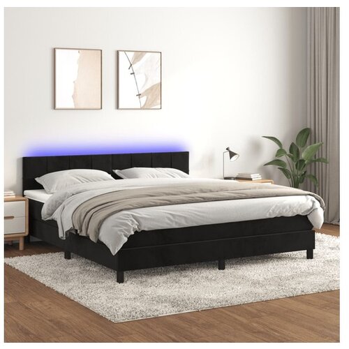 vidaXL Box spring postelja z vzmetnico LED črna 160x200 cm ž Cene