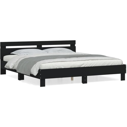 VidaXL Okvir kreveta s uzglavljem crni 180x200 cm konstruirano drvo Slike