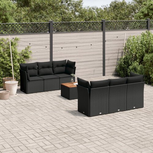  7-dijelni set vrtnih sofa od poliratana s jastucima crni Cijene