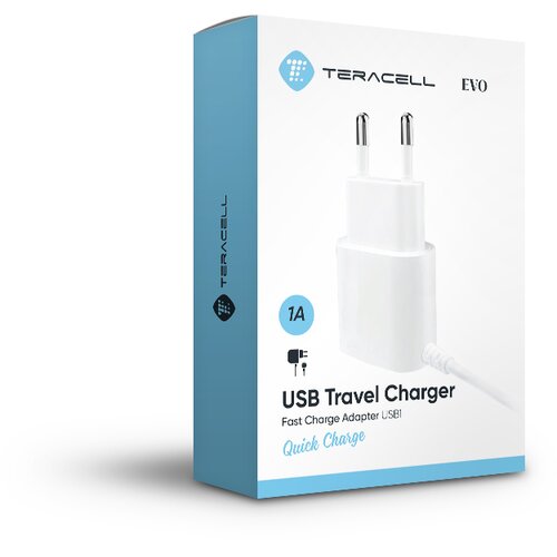  Kućni punjač Teracell Evo USB1 Lightning 1A beli Slike