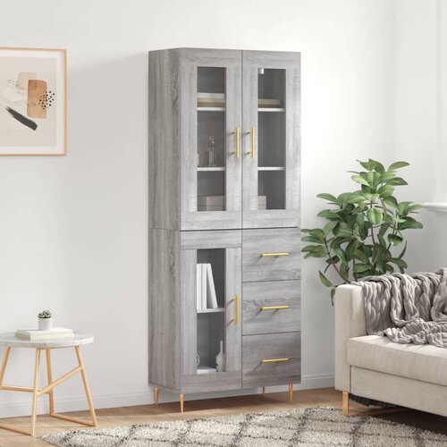  The Living Store Visoka komoda siva sonoma 69,5x34x180 cm inženirski les - Visoka Omarica, (21441895) Slike