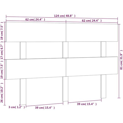 VidaXL uzglavlje za krevet sivo 124 x 3 x 81 cm od masivne borovine Slike
