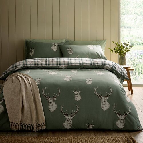 Catherine Lansfield Zelena enojna posteljnina 135x200 cm Stag Check &amp;ndash; Slike