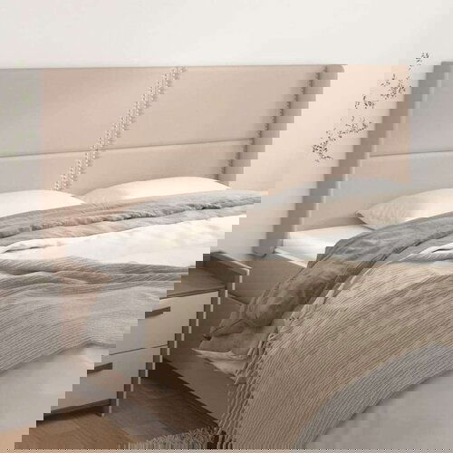  Vzglavje z u&amp;scaron;esi kapučino 183x16x118/128 cm umetno usnje, (20936315) Slike