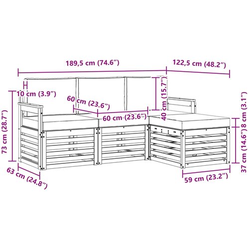  Set vanjskih sofa 4 pcs Bijela i krem 189,5 x 122,5 x 73 cm Slike