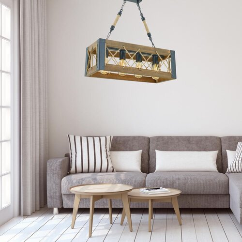 Opviq Çapraz Halatlı 4Lü Avize WalnutBlack Chandelier Slike