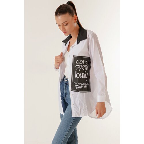 By Saygı Long Shirt with Lettering on One Side on the Front Cene
