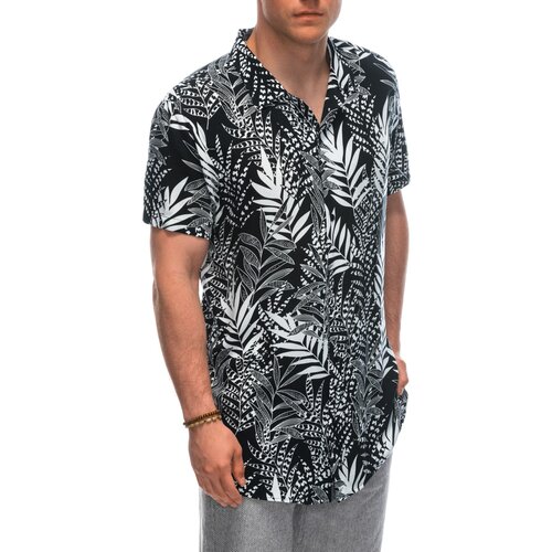 Ombre Men&amp;#039;s viscose patterned short sleeve shirt OM-SHPS-0113 Slike