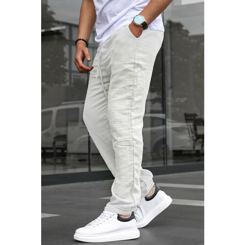 Madmext White Muslin Men's Basic Trousers 6507 Cene