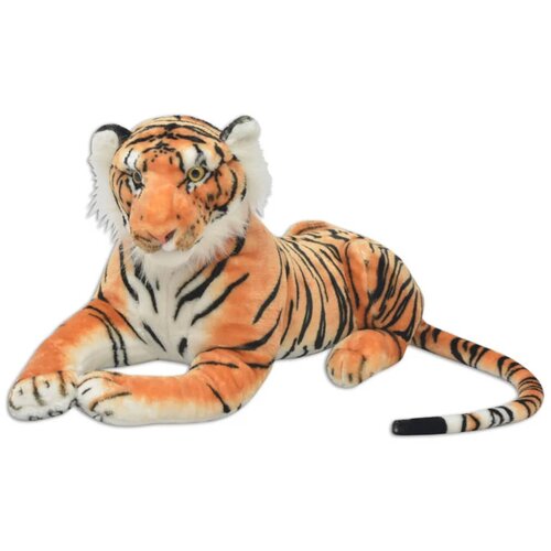 VidaXL Igračka Tigar Pli&amp;scaron; Smeđa boja XXL Slike