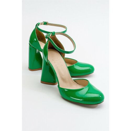 LuviShoes Oslo Green Patent Leather Women's Heeled Shoes Cene