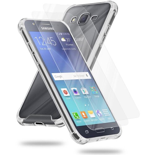 Cadorabo ohi&amp;scaron;je in 2x kaljeno za&amp;scaron;čitno steklo, združljivo s Samsungom v prozornem - hibridnem za&amp;scaron;čitnem pokrovu s silikonskim robom TPU in akrilnim steklom, (20566499) Slike