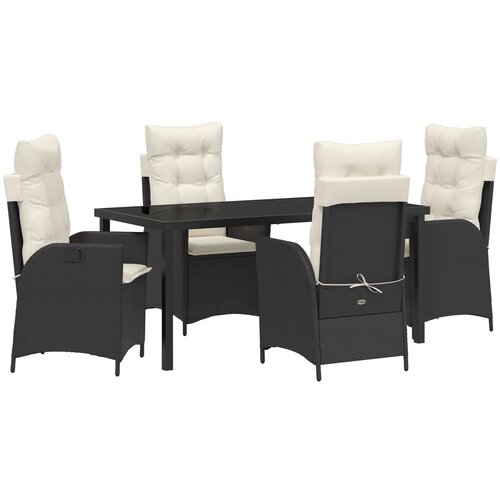 VidaXL set od 5 vrtnih stolica s jastučićima crni poli rattan Slike