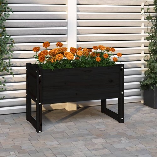 vidaXL Visoka greda črna 78x40x52 cm trdna borovina Cene