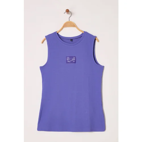 Trendyol Curve Indigo Tone To Tone Label Detailed Corduroy Camisole Big Size Athlete