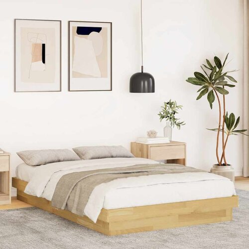 vidaXL posteljni okvir brez vzmetnice 120x190 cm masivni les hrast Cene