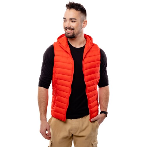 Glano Men&amp;#039;s Quilted Vest with Hood - Red Slike