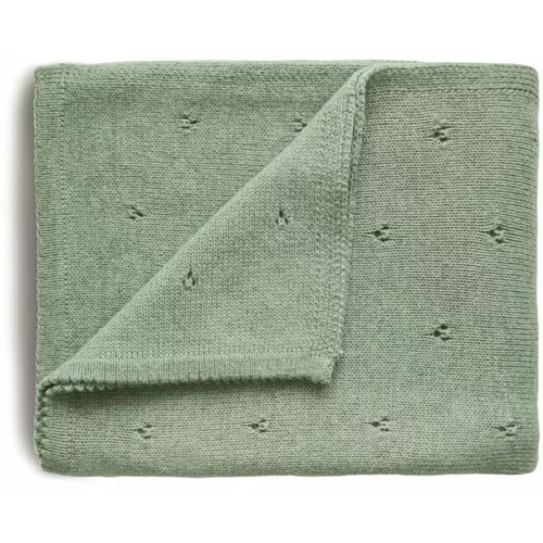 Mushie Knitted Pointelle Baby Blanket pletena odeja za otroke Sage 80 x 100cm 1 kos