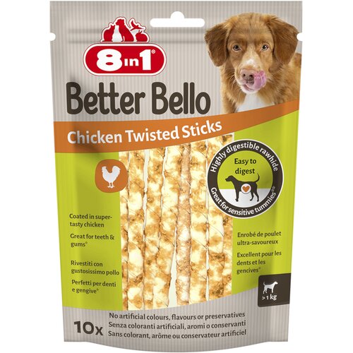 3 + 1 gratis! 4 x 8in1 grickalice za pse - Better Bello Chicken Twisted Sticks, 40 kom. (4 x 60 g) Cijene