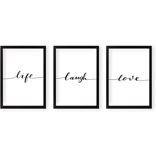 Tablo Center Komplet 3 stenskih slik Life Laugh Love Slike