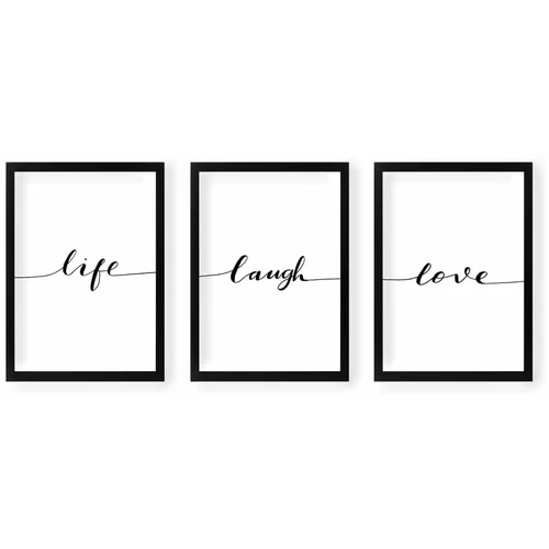 Tablo Center Set s 3 zidne slike Life Laugh Love