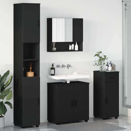 vidaXL Set namještaja za kupaonicu Zidne 4 pcs Crna 61 x 35 x 64 cm Cijene