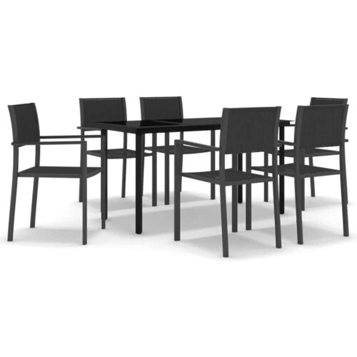  7-dijelni vrtni blagovaonski set crni Crna Dužina stola 140 cm Slike