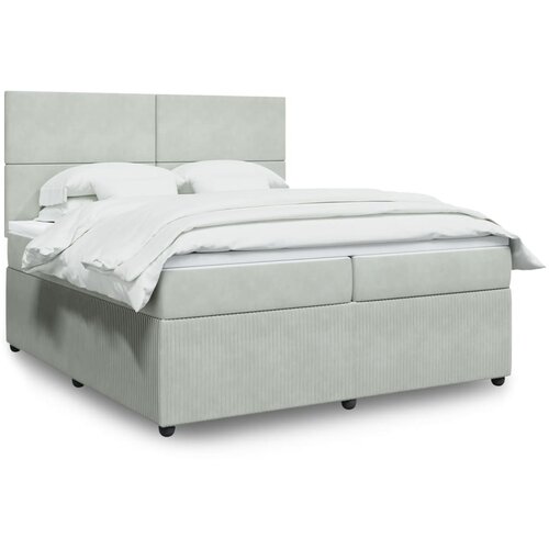 vidaXL Box spring postelja z vzmetnico svetlo siva 200x200 cm žamet Cene