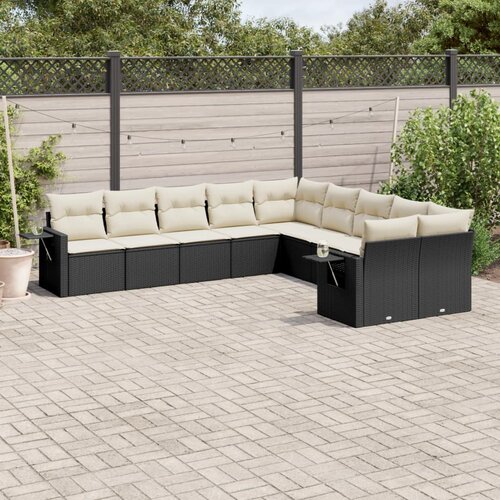  10-dijelni set vrtnih sofa s jastucima crni od poliratana Cijene