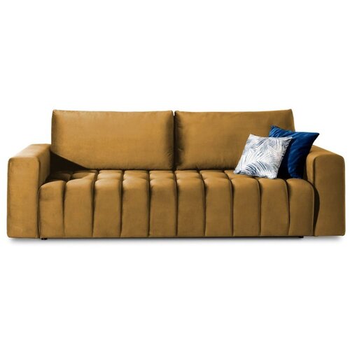 ELTAP Žuta baršunasti sklopiva/s prostorom za odlaganje sofa 247 cm Lazaro – Cijene