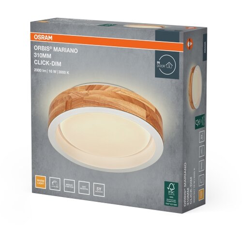 Osram LED prigu&amp;scaron;iva plafonska svetiljka MARIANO LED/16W/230V prečnik 31 cm hrast/bela Slike