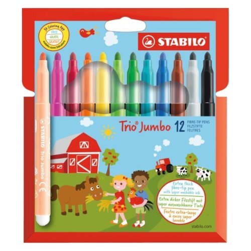 Stabilo Stabilo: Trio Jumbo 12-delni komplet barvnih tankih flomastrov Cene