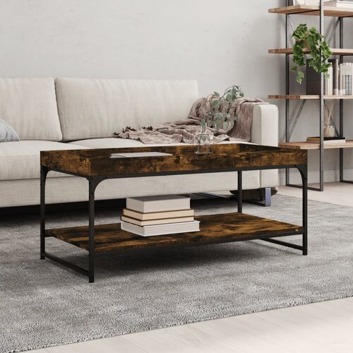 vidaXL Klubska mizica dimljeni hrast 100x49x45 cm inženirski les Cene