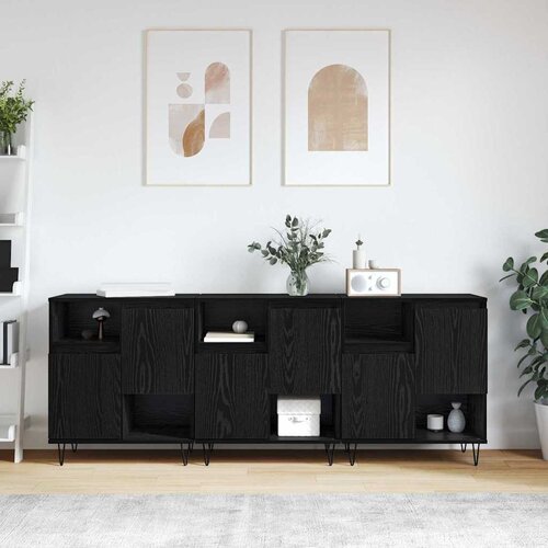 vidaXL Komode 3 pcs Crni hrast 180 x 35 x 70 cm Konstruirano drvo Cijene
