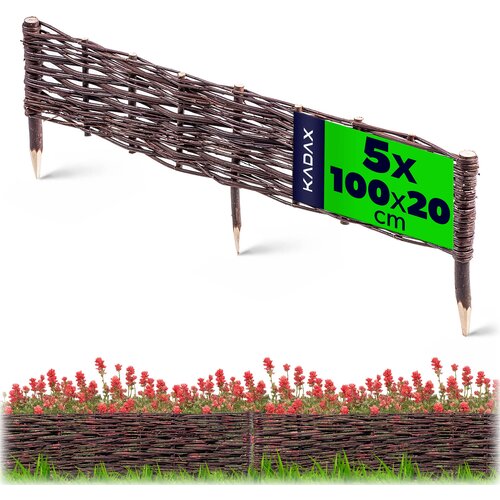 KADAX Vrtna palisadna ograja iz pletenega materiala, 100x20 cm, komplet 5 kosov, (5000358185) Slike