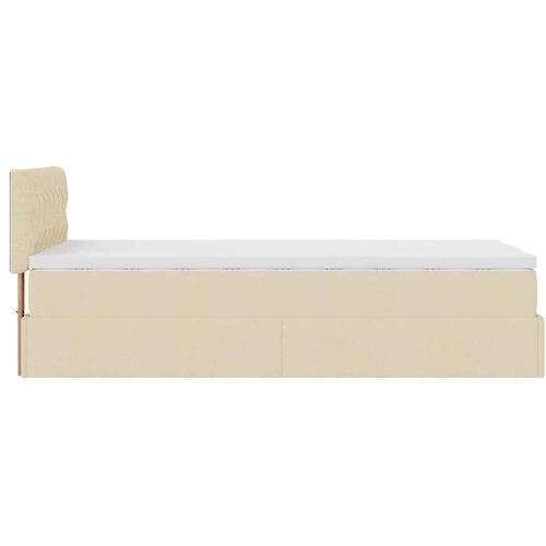  Otomanski okvir kreveta s madraca krem 80x200cm od tkanine Slike
