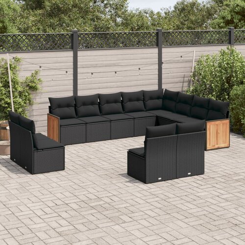 vidaXL 12-dijelni set vrtnih sofa od poliratana s jastucima crni Cijene