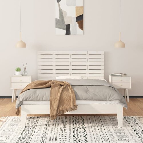  Zidno uzglavlje bijelo 146x3x63 cm od masivne borovine Slike