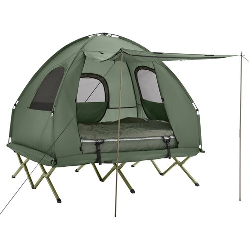 SoBuy kampiranje šotor za 2 osebi dvonadstropna postelja 4 v 1 zložljiva prenosna torba praktična zelena 193x145x185 cm, (5000017129) Cene