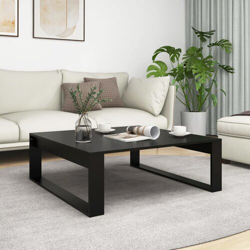 The Living Store Klubska mizica črna 100x100x35 cm iverna plo&amp;scaron;ča - Klubska Mizica, (21575185) Slike