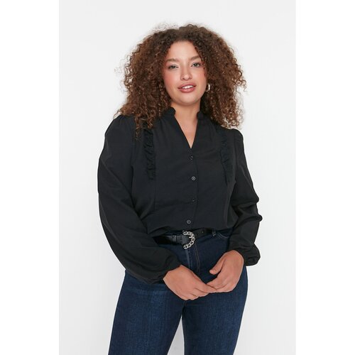 Trendyol Curve Black Judge Collar Woven Shirt Slike