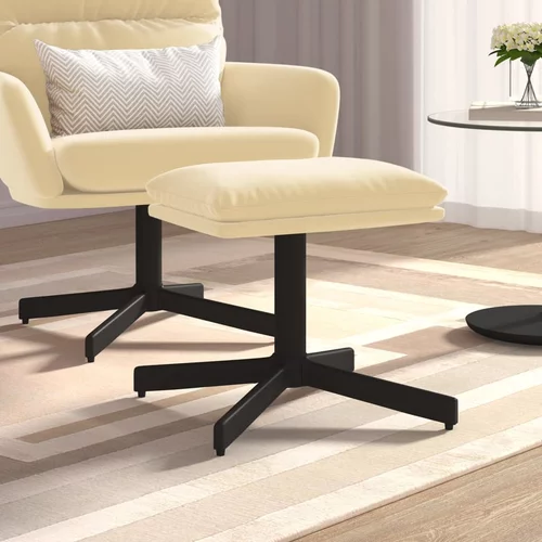 vidaXL stolček za noge kremno bel 60x60x39 cm žamet